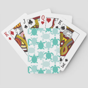 Teal Turtle Pattern Poker Cards