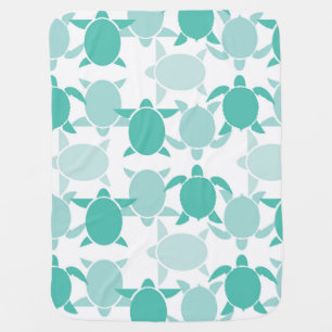 Teal Turtle Pattern Receiving Blanket
