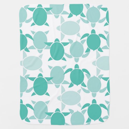 Teal Turtle Pattern Receiving Blanket