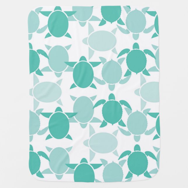 Teal Turtle Pattern Receiving Blanket (Front)