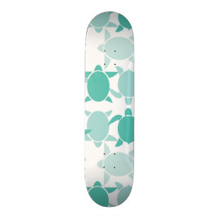 Teal Turtle Pattern Skateboard Deck