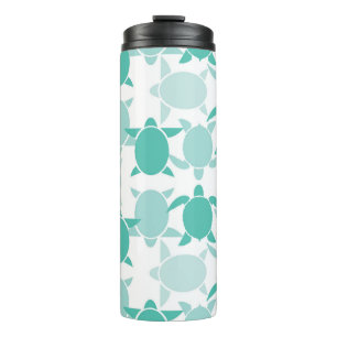 Teal Turtle Pattern Thermal Tumbler