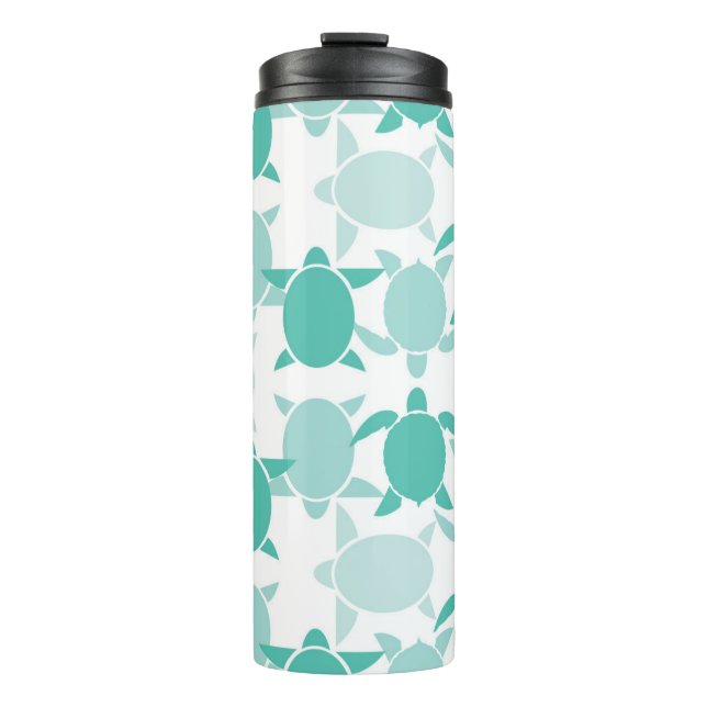 Teal Turtle Pattern Thermal Tumbler (Front)