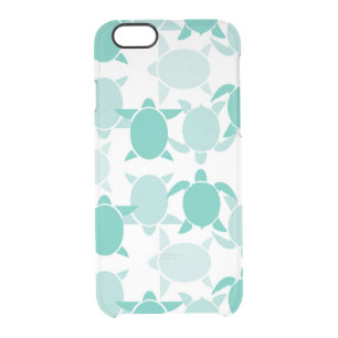 Teal Turtle Pattern Clear iPhone 6/6S Case