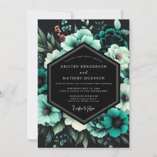Teal Twilight Bloom Wedding Invitation