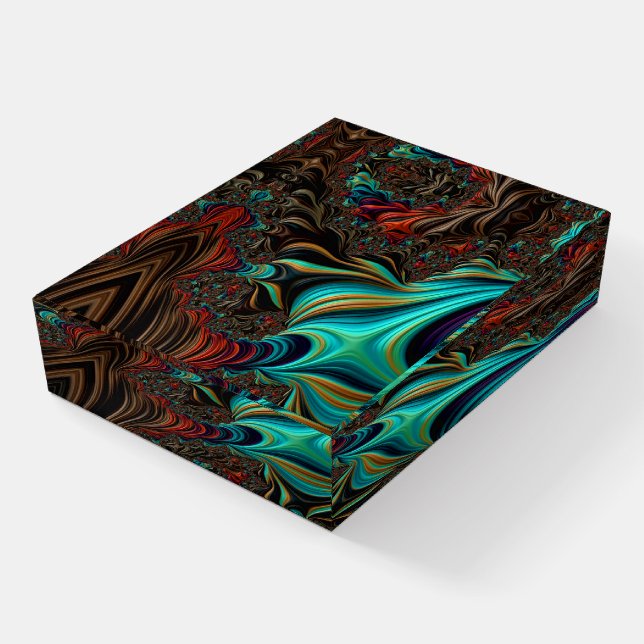 Teal Twist Fractal Double Helix 3-D Effect  Paperweight (Angled)