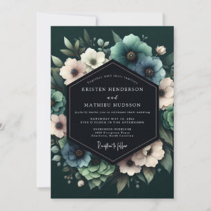 Teal Umbral Anemone Wedding Invitation