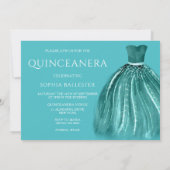 Teal Under the Sea Mermaid Dress Quinceanera Invitation (Back)