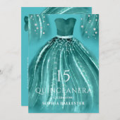 Teal Under the Sea Mermaid Dress Quinceanera Invitation (Front/Back)