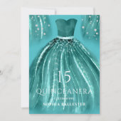 Teal Under the Sea Mermaid Dress Quinceanera Invitation (Front)