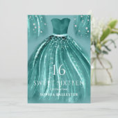Teal Under the Sea Mermaid Dress Sweet 16 Party Invitation (Standing Front)