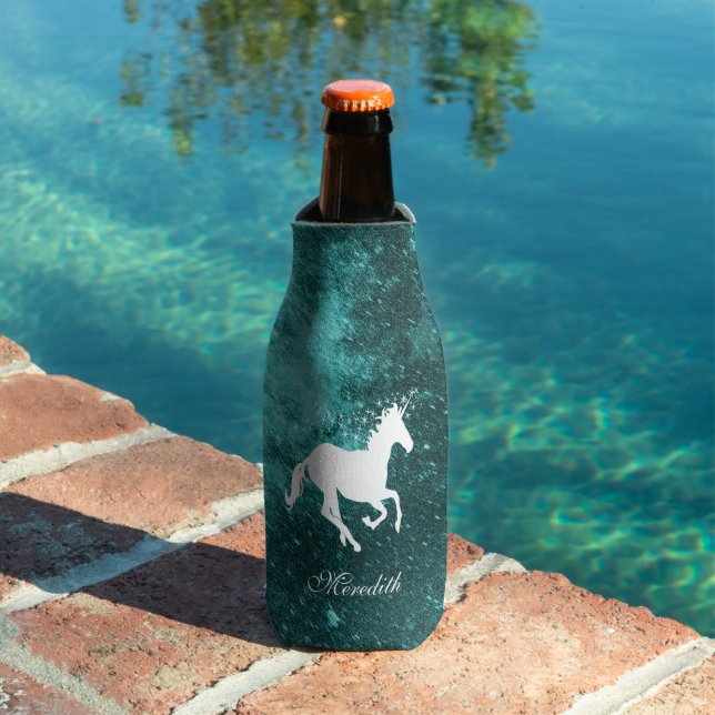 Teal Unicorn Personalized Bottle Cooler (In Situ Pool)
