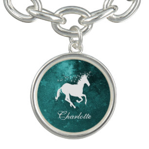 Teal Unicorn Personalized Bracelet