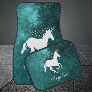Teal Unicorn Personalized Car Floor Mat