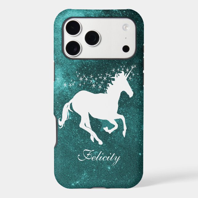 Teal Unicorn Personalized Case-Mate iPhone Case (Back)