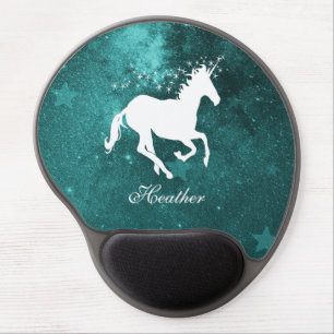 Teal Unicorn Personalized Gel Mouse Pad
