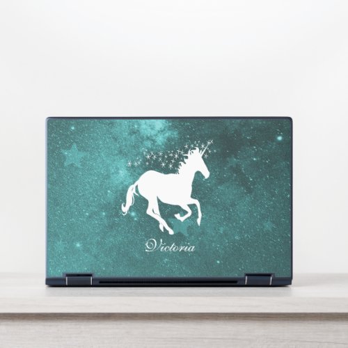Teal Unicorn Personalized HP Laptop Skin