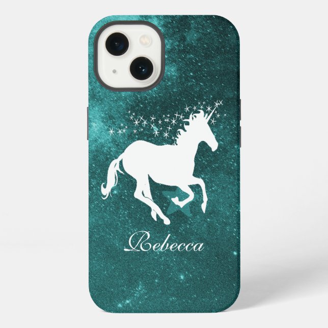 Teal Unicorn Personalized Iphone Case (Back)