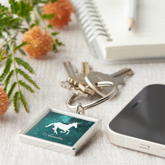 Teal Unicorn Personalized Keychain