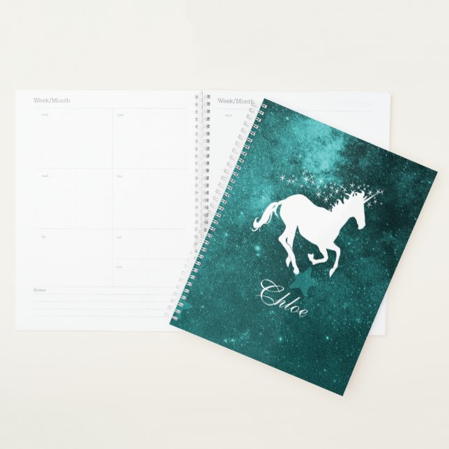 Teal Unicorn Personalized Planner (Display)