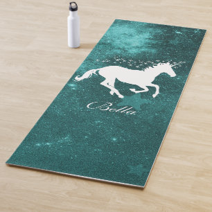 Teal Unicorn Personalized Yoga Mat