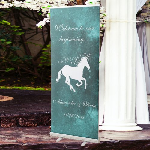 Teal Unicorn Wedding Welcome Banner
