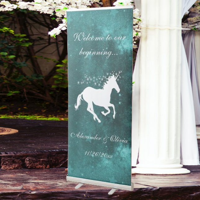 Teal Unicorn Wedding Welcome Banner (Teal Unicorn Wedding Welcome Banner)