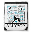 Teal Variation of Gymnastics Words w/ Monogram Drawstring Bag Teal Variation of Gymnastics Words w/ Monogram Drawstring Bag