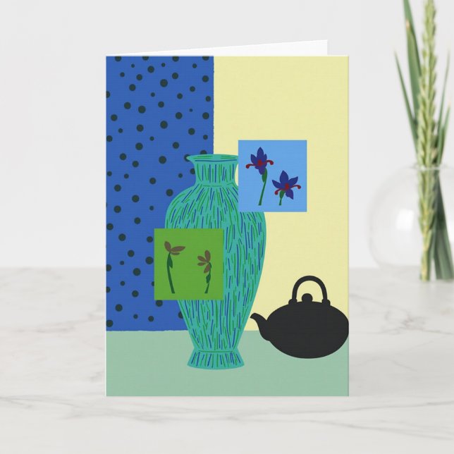 Teal Vase Mothers Day Art Card (Front)