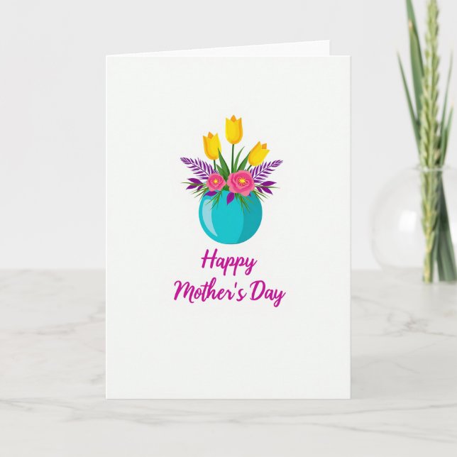 Teal Vase Mothers Day Card (Front)