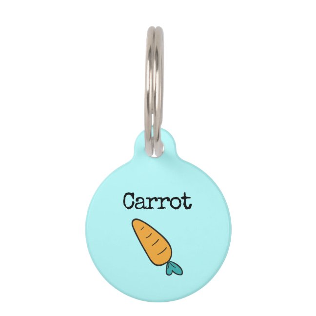 Teal Vegetable Carrot Pet ID Tag