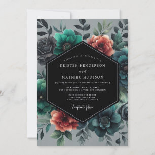 Teal Venetian Flora Wedding Invitation