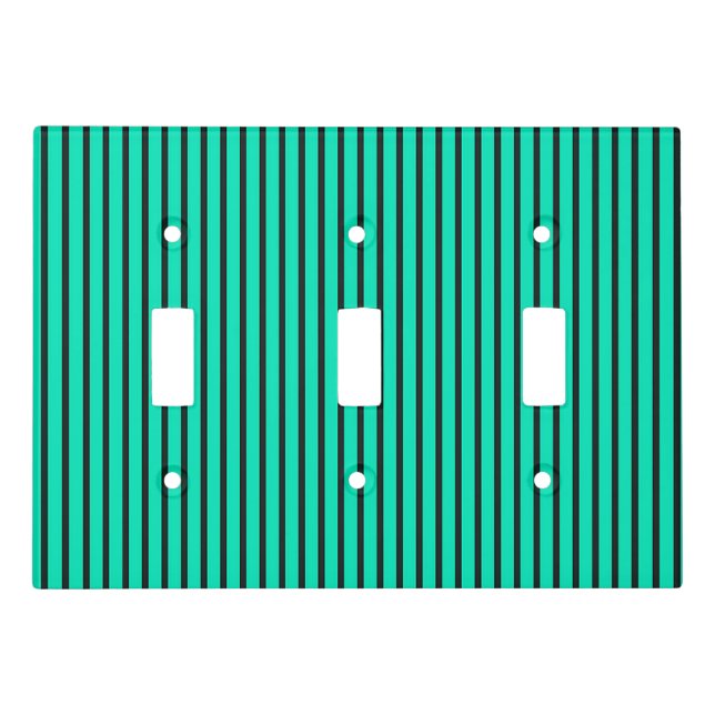 Teal Vertical stripes pattern Light Switch Cover (Front)