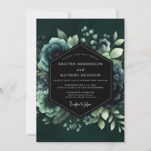 Teal Vesperal Bloom Wedding Invitation