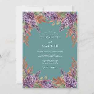 Teal Vintage Autumn Wedding Invitation