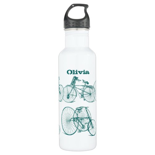 Teal Vintage Bike Bicycle Water Bottle