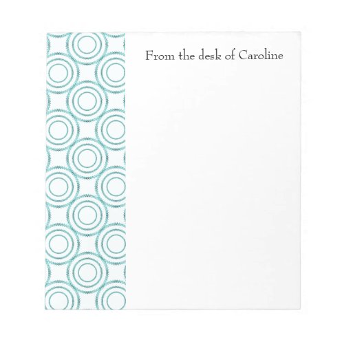 Teal Vintage Circle Pattern Personalized Notepad