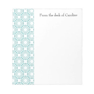 Teal Vintage Circle Pattern Personalized Notepad