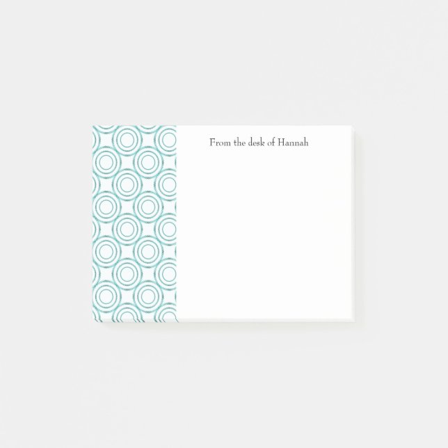 Teal Vintage Circle Pattern Personalized Notes (Front)