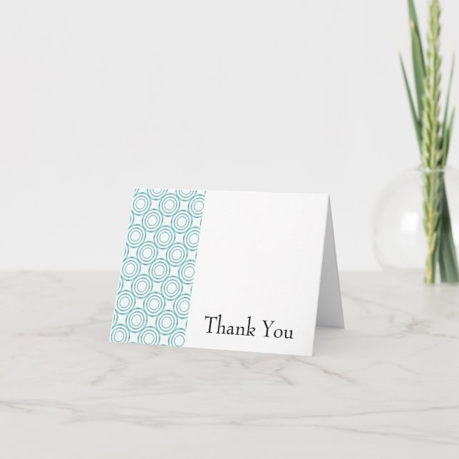Teal Vintage Circle Pattern Thank You Card (Front)