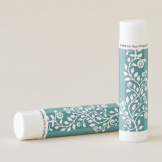 Teal Vintage Floral Arabesque Boho Bridal Shower Lip Balm