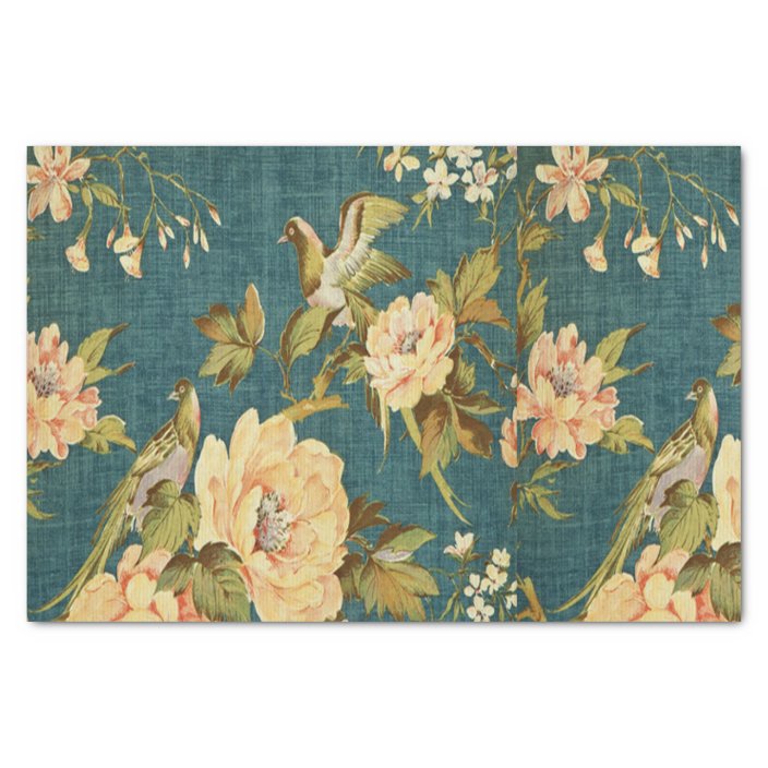 teal,vintage,floral,bird,victorian,wallpaper,patte tissue paper