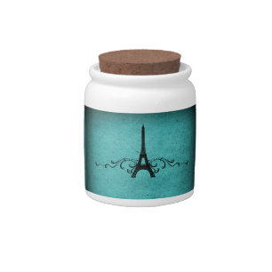 Teal Vintage French Flourish Candy Jar