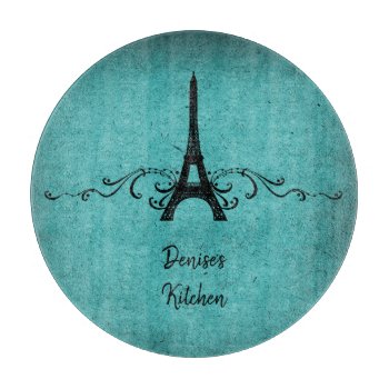 Teal Vintage French Flourish Cutting Board by Superstarbing at Zazzle