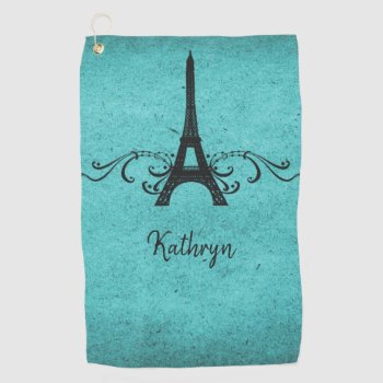 Teal Vintage French Flourish Golf Towel by Superstarbing at Zazzle