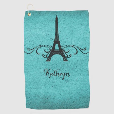Teal Vintage French Flourish Golf Towel