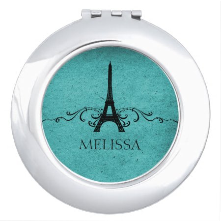 Teal Vintage French Flourish Mirror For Makeup