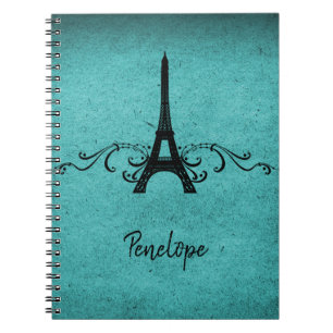 Teal Vintage French Flourish Spiral Photo Notebook