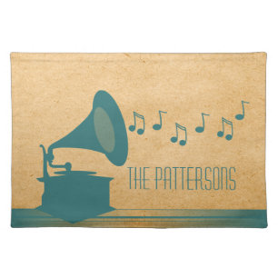 Teal Vintage Gramophone Placemat