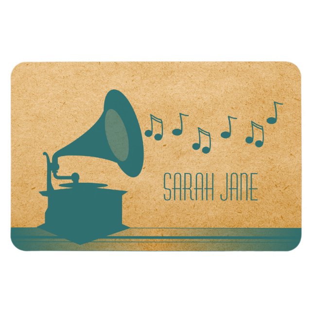 Teal Vintage Gramophone Premium Magnet (Horizontal)